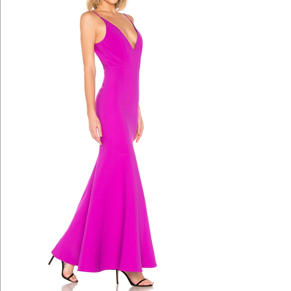 Aijek Fuchsia Scoop Back Gown